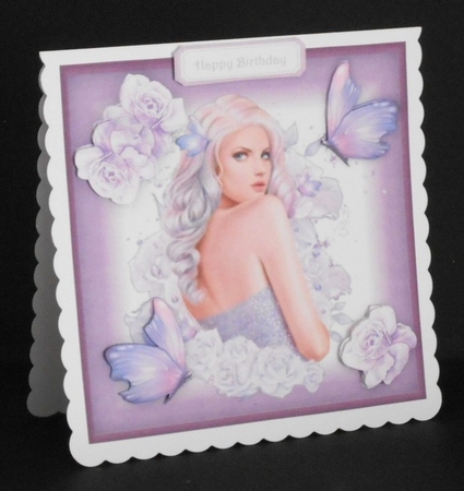 Glamour Girl With Roses and Butterflys by Joan Prince