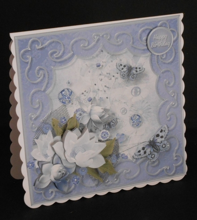 Lavender and White Posy Decoupage Card Front by Joan Prince