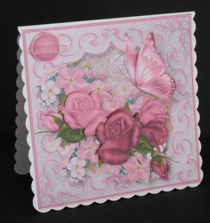 Roses and Blossom Decoupage Card Front by Joan Prince