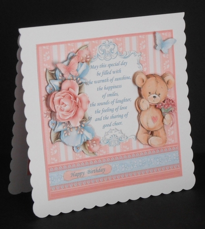 TEDDY BEAR ROSES & VERSE 7.5 Decoupage & Insert Mini Kit by Joan Prince