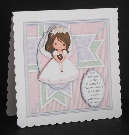 1ST HOLY COMMUNION or CONFIRMATION Girl & Verse 7.5 Decoupage & Insert Mini Kit by Joan Prince