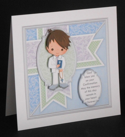 1ST HOLY COMMUNION or CONFIRMATION Boy & Verse 7.5 Decoupage & Insert Mini Kit by Joan Prince