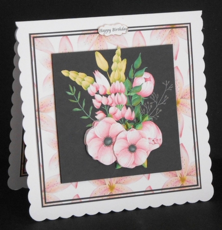 8x8 Pink Floral Card by Joan Prince