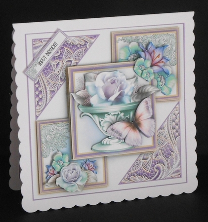 Lilac And Mint Flora and Lace Card Front Kit by Joan Prince