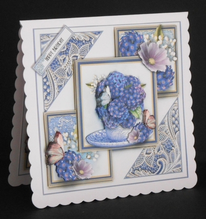 Hydrangea And Lace Card Front kit by Joan Prince
