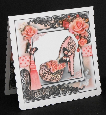 The Lace Pink and Black Shoes by Joan Prince