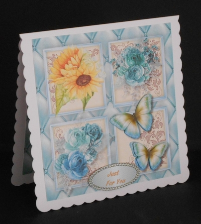 4 Square , Blank Incert Aqua  by Joan Prince