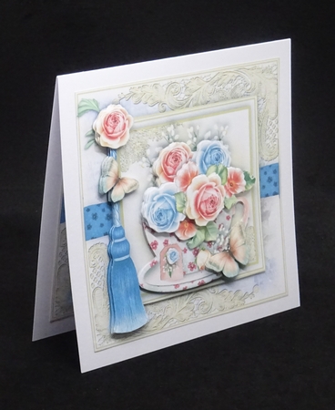 7x7 pretty Floral Teacup Card Kit by Joan Prince