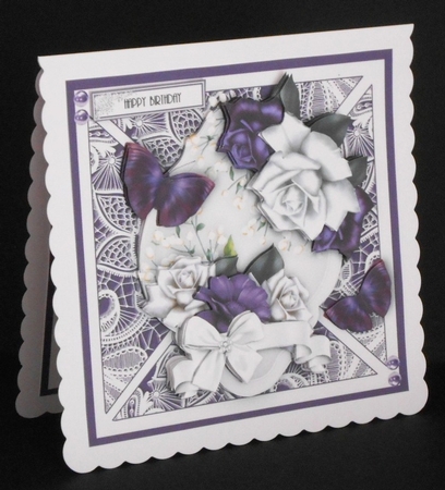 Purple and White Lace Roses Card Kit by Joan Prince
