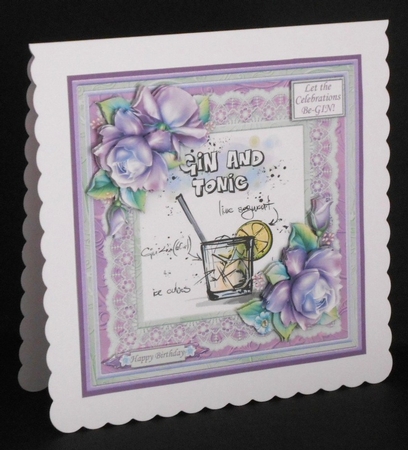 LET THE CELEBRATIONS BE-GIN Humorous 7.5 Gin & Tonic Decoupage Mini Kit by Joan Prince
