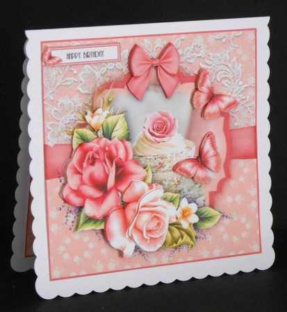 Pink Rose Cupcake Card Kit by Joan Prince