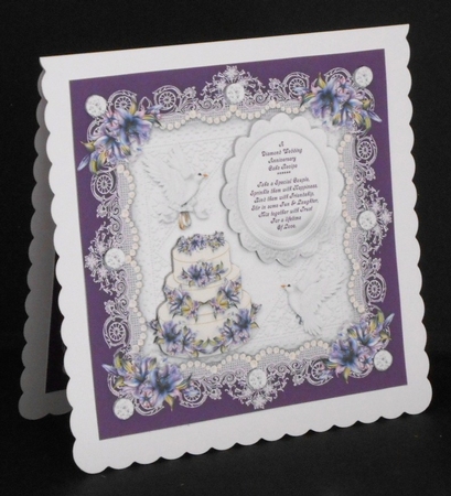 A Diamond Wedding Anniversary Cake Recipe 8 x 8 Card Topper With Decoupage by Joan Prince