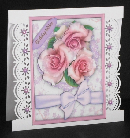 Beautiful Lilac Roses and Bow  by Joan Prince