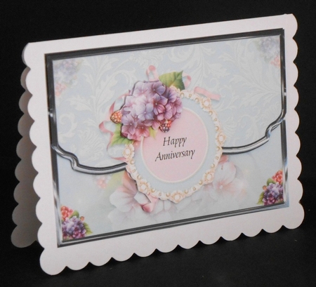 Pretty In Pastel Scalloped Edge Faux Envelope Card Anniversary by Joan Prince