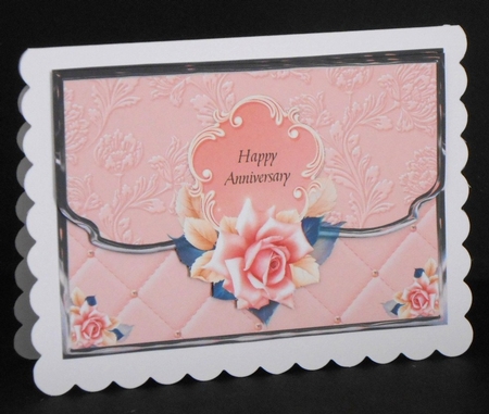 Pretty In Pink Scalloped Edge Faux Envelope Card Anniversary by Joan Prince