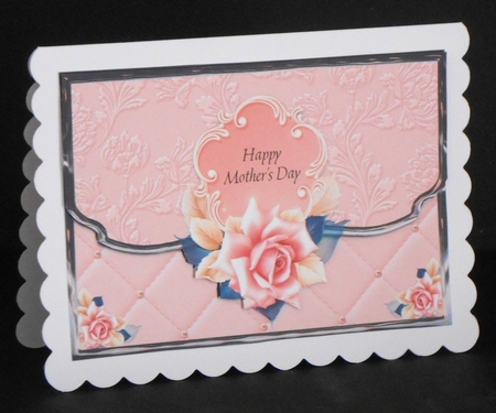 Pretty In Pink Scalloped Edge Faux Envelope Card Mothers Day by Joan Prince