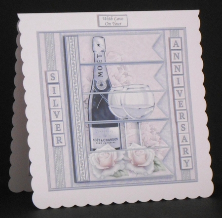 CHAMPAGNE 7.5 Alphabet Silver Wedding Anniversary Alphabet & Age Card Kit  by Joan Prince