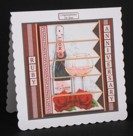 CHAMPAGNE 7.5 Alphabet Ruby Wedding Anniversary Alphabet & Age Card Kit  by Joan Prince