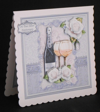 CHAMPAGNE CELEBRATIONS SILVER 7.8 Decoupage & Insert Mini Kit by Joan Prince