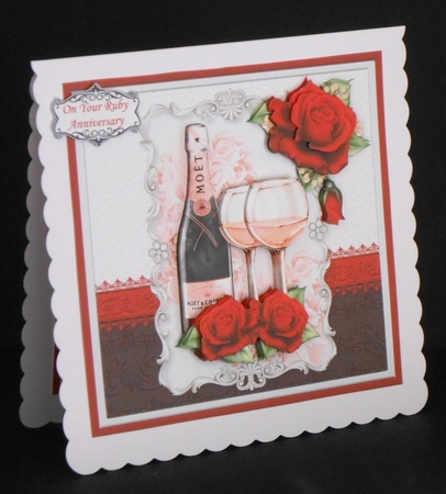 CHAMPAGNE CELEBRATIONS RUBY 7.8 Decoupage & Insert Mini Kit by Joan Prince