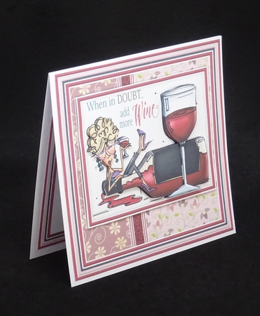 WHEN IN DOUBT ADD MORE WINE 7.5 Humorous Decoupage & Insert Mini Kit by Joan Prince