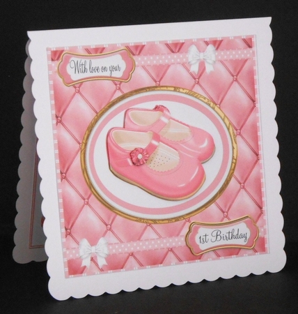 PINK 1ST BIRTHDAY SHOES INSERT by Joan Prince
