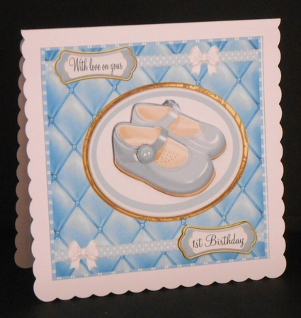 BLUE 1ST BIRTHDAY SHOES INSERT by Joan Prince