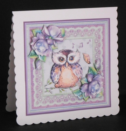 ANOTHER YEAR OLDER WISE OWL LILAC 7.5 Decoupage & Insert Mini Kit  by Joan Prince