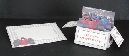 Grand Prix Racing   A Box Card Kit With Instructions & Matching Envelope  by Joan Prince