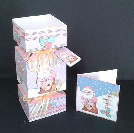 3D Large Christmas Cracker Box -  Santa has a Sack of Presents by Joan Prince