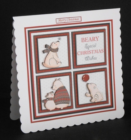 CHRISTMAS POLAR BEAR SQUARES 7.5 Quick Layer Card & Insert by Joan Prince