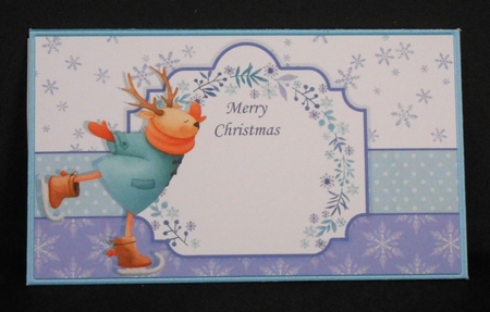 Christmas Money Wallet Gift Voucher Envelope SKATING REINDEER by Joan Prince