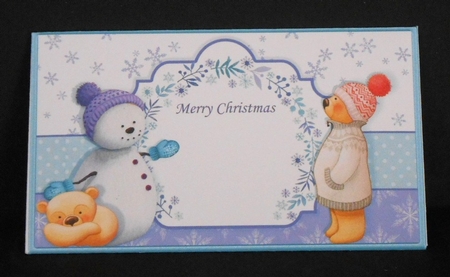 Christmas Money Wallet Gift Voucher Envelope SNOWMAN & BEARS by Joan Prince