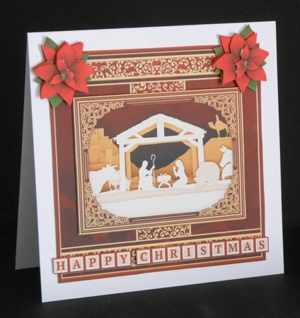 NATIVITY SILHOUETTE  RED 7.8 Quick Layer Card or Decoupage Mini Kit by Joan Prince