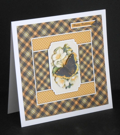 Butterfly and Flowers Square Quick Card by Joan Prince