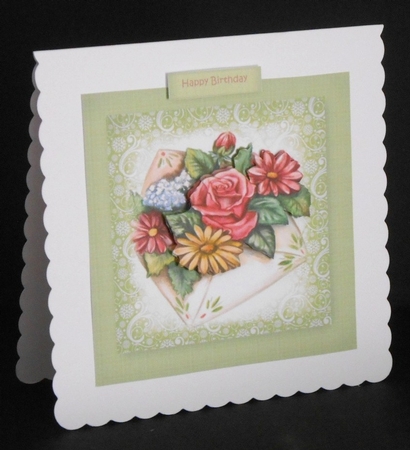 Vintage Flowers Envelop Green Insert by Joan Prince