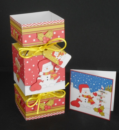 3D Large Christmas Cracker Box -  Snowman Oli has a Sack of Presents by Joan Prince