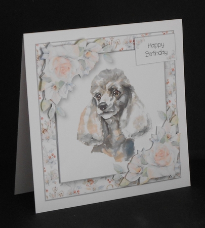 Watercolour Dog & Florals - Poodle by Joan Prince