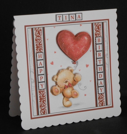 BEAR WITH HEART BALLOON 7.5 Decoupage Easy Cut Words & Alphabet Mini Kit by Joan Prince