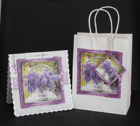 Happy Birthday thank you with love pyramid mini kit with lilac  by Joan Prince