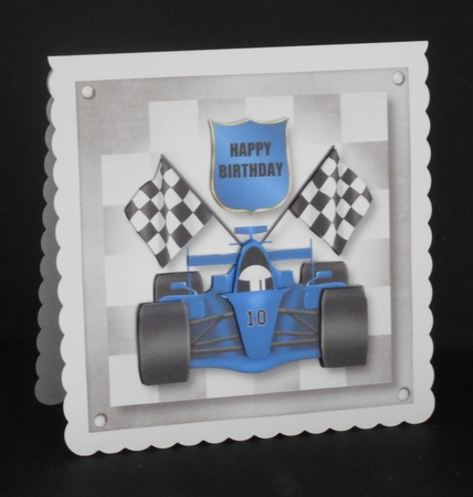 Blue Fornula Racing Car (dad, fathers day) by Joan Prince