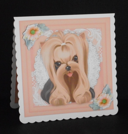 Yorkie in a Lace Frame 1 by Joan Prince