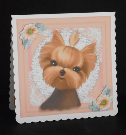 Yorkie in a Lace Frame 2 by Joan Prince