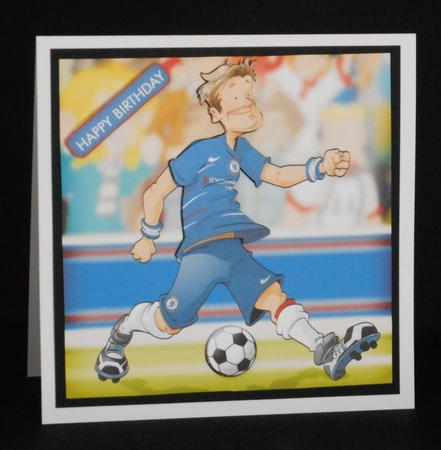 Football Dude Blue, Red and White, Stripes 8x8 Insert by Joan Prince