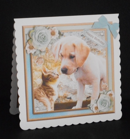 Best friends - Cute puppy & kitten card mini kit & decoupage by Joan Prince