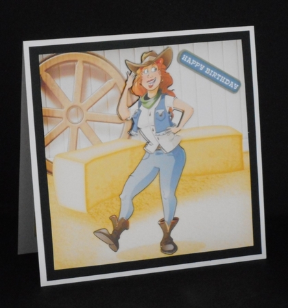 Line Dancer Lady Blue 8x8 Quick Card by Joan Prince