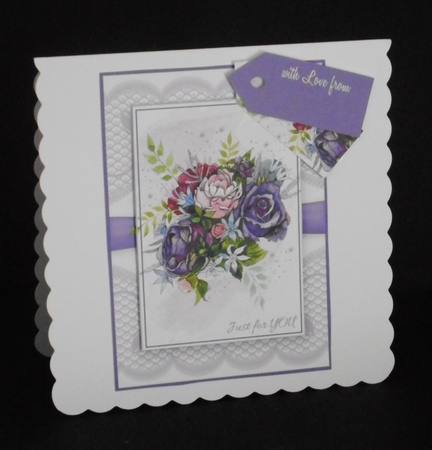 Floral Bouquet on Lace Card Topper - Design 2 by Joan Prince
