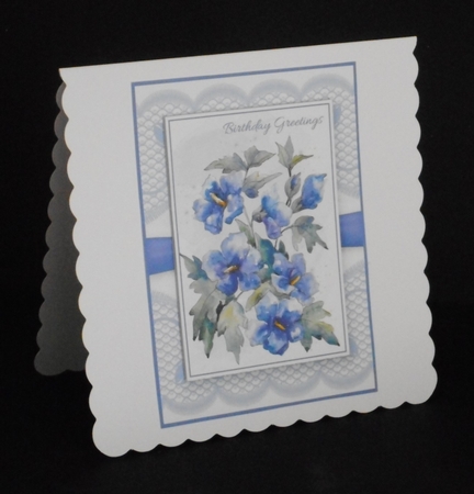 Floral Bouquet on Lace Card Topper - Design 8 by Joan Prince
