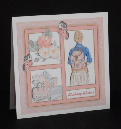 Modern Girl , Quad card Pink  by Joan Prince