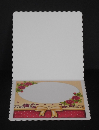 Pretty card front/insert with  corner pink roses/topper 8x8 by Joan Prince